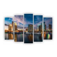 Imagem de Kit 5 Quadros 1 Paisagem Cidades 108 X 67 Cm Total Mod 01