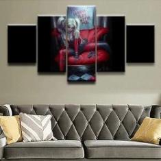 Imagem de Quadro Decorativo Harley Quinn 5 peças 130x65 cm em tecido