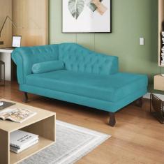 Imagem de Recamier Diana 185cm Lado Direito Suede Azul Turquesa - Doce Sonho Móv