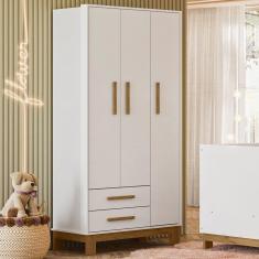 Imagem de Guarda-Roupa Infantil Encanto 3 Portas 2 Gavetas Branco Acetinado 