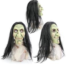 Imagem de Mascara Halloween Bruxa Velha Latex Realista Com Cabelo Assustador - F