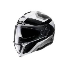 Imagem de Capacete Hjc I90 Lark Preto Branco E Cinza E Preto 56 F016