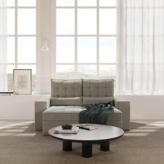 Imagem de Sofá Retrátil e Reclinável 3 Lugares 190cm Embaúba Extra Cabecasa Madeiramadeira Cinza Claro Fosco