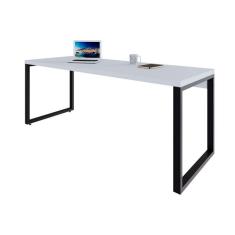 Imagem de Mesa de Escritório Retangular Miguel Branca e Preta 190 cm