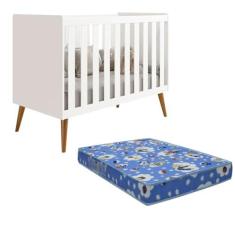 Imagem de Berço Americano Isis 2 em 1 Branco Fosco com Colchão - Reller