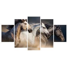 Imagem de Quadros Decorativos Mosaico Sala Cavalos Fazenda 115X60Cm