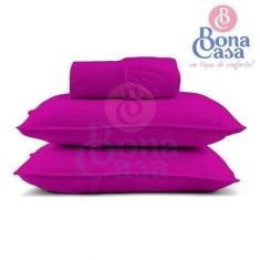 Imagem de Jogo De Lençol Casal 3 Peças Com Elástico 100% Algodão Fio30 Bonacasa