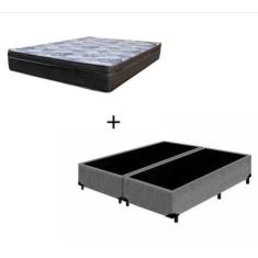 Imagem de Cama Box Casal Bipartido 138 Suede Cinza Com Colchão De Molas - D26 Or