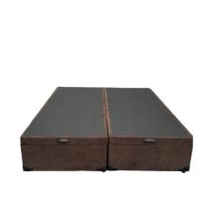 Imagem de Cama Box Baú King Bipartido Suede Marrom Com Pistão A Gás - Imperium D