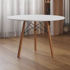 Imagem de Mesa Eames Eiffel Infantil Tampo Redondo Gabi Mdp 60cm Branco 3 Pés Em