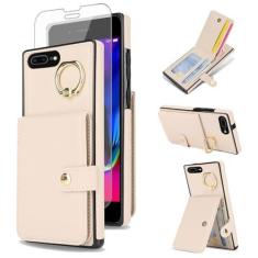 Imagem de Asuwish Capa de celular para iPhone 7plus 8plus 7/8 Plus capa de celular carteira com anel protetor de tela de vidro temperado com bloqueio de RFID, compartimento para cartão de crédito i Phone7s 7s +