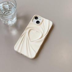 Imagem de Luxo 3d fosco amor coração rugas caso de telefone para iphone 14 13 12 11 pro max silicone macio pára-choques capa, branco, para iphone14