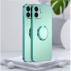 Imagem de Capa de telefone galvanizada fosca macia para iPhone 11 12 13 Pro Max XS X XR 7 8 Plus SE 2020 Mini suporte com anel traseiro capa traseira, verde, para iPhone 8