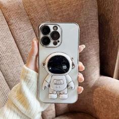 Imagem de Estojo dobrável de astronauta galvanizado para iphone 11 12 13 pro max x xr xs max 7 8 plus lente protetor de câmera capa de silicone, branco, para iphone 11pro max
