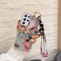 Imagem de Capa de silicone macio para samsung s20 fe s21 ultra note 20 flores pescoço cordão alça titular capa para samsung s10 nota 10 plus, 10, para samsung nota 10