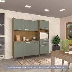 Imagem de Cozinha Compacta 10 Portas E 2 Gavetas Com Tampo Luciane Móveis Carvalho Cinza Supremo