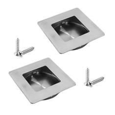 Imagem de Waziaqoc Pacote com 2 puxadores de dedo deslizantes quadrados de 2 3/4 polegadas, puxadores de bolso embutidos de aço inoxidável, diâmetro interno de 2 3/8 polegadas com parafusos para porta de