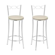 Imagem de Kit 2 Banquetas Cromadas Bc51-b A110 Cromado/bege