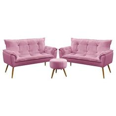 Imagem de Kit 2 Poltronas Namoradeiras Beta e Puff Solar Sued Rosê Aradecor