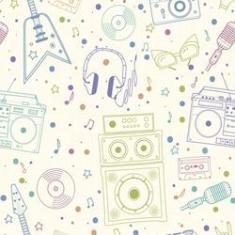 Imagem de Papel de Parede Musica Vintage Adesivo 2,70x0,57m
