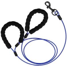 Imagem de Coleira resistente para cães de 1,8 m, fio de liga de metal especial super forte, espuma macia, alça dupla, à prova de água e mastigação, proteção resistente para as mãos