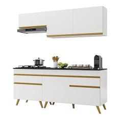 Imagem de Armário de Cozinha Compacta 190cm Veneza Multimóveis V3705 Branco/dourado