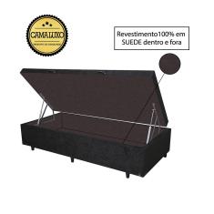 Imagem de Cama Box Baú Luxo Blindado Solteiro nk Camas Suede Preto 41x78x188