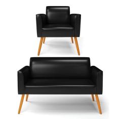 Imagem de Sofá Namoradeira com Poltrona Pés Palito Castanho Marisa Corano D03 - D`Rossi