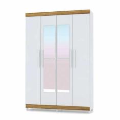 Imagem de Guarda Roupa Solteiro 4 Portas Com Espelho Palmas 1005998 Branco Canel