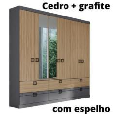 Imagem de Guarda roupa herval ph 1734 - cor cedro + grafite - com espelho