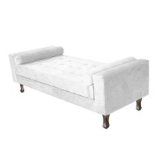 Imagem de Recamier Baú Félix Solteiro 90 Cm Suede - Doce Sonho Móveis Branco