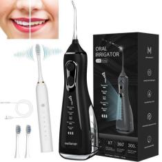 Imagem de Irrigador Oral Elétrico Portátil Jato Água + Escova Recarregável Com R