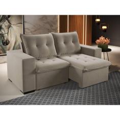 Imagem de Sofá 200cm Bipartido Retrátil e Reclinável 3 Lugares Power com Rodizios Pérola