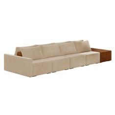 Imagem de Sofá Ilha 4 Lugares Living 472cm Modulado para Sala Lary Veludo Bege K01 - D`Rossi