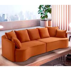Imagem de Sofá Belatrix 2.30m Design Curvo Linha Living 2023 Luxo Laranja