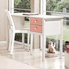 Imagem de Escrivaninha Infantil Club House Sweet com 2 Gavetas Casatema Branco/rosa