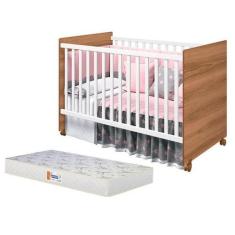 Imagem de Berço Tico Branco Brilho/Mezzo com Colchão D18 de 10cm - Reller Móveis