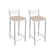 Imagem de Banqueta Sala de Jantar Gênova 1B705CR 2 Un Cromado/Courano Nude - Kappesberg