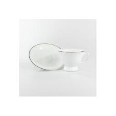 Imagem de Xícara Chá com Pires 200 ml Porcelana Schmidt - Dec. Filetado Prata Pomerode