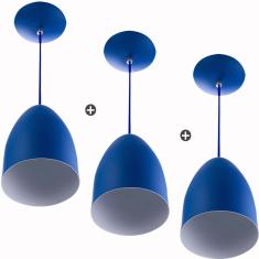 Imagem de Kit 3 Lustre Pendente Cone De Alumínio 20X14cm 