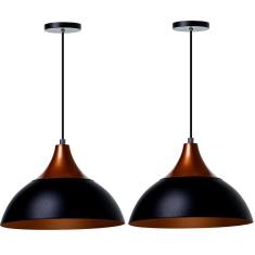 Imagem de Kit 2 Lustre Pendente Panamá  Topo Cobre Alumínio