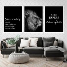 Imagem de Kit 3 Quadros Decorativos Somos Amor - Leão 45x34cm
