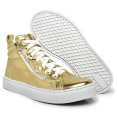 Imagem de Tenis Botinha Feminino Metalizado com Cadarço e Sola Confortavel