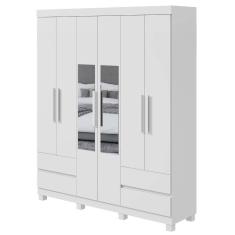 Imagem de Guarda-roupa Casal Zeus 6 Portas 4 Gavetas Com Espelho Branco