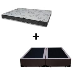 Imagem de Cama Box King 193 Tecido Sintético Marrom Com Colchão Miller Bello Box - 100% Espuma - D33 Cinza 54x193x203