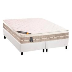 Imagem de Cama Box Queen: Colchão Molas Castor Tecnopedic Premium + Base CRC Suede Branco(158x198)
