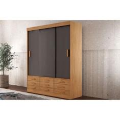 Imagem de Guarda Roupa Solteiro 3 Portas de Correr e 9 Gavetas Detroit Naturale/Grafite - Rufato