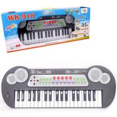 Imagem de Teclado / Piano Musical Infantil Com Microfone Preto A Pilha Na Caixa