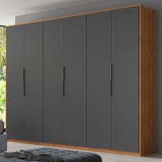 Imagem de Guarda-roupa Casal Atrice 6 Portas 6 Gavetas Amêndola Touch/grafito -
