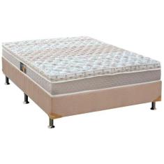 Imagem de Cama Box Casal: Colchão Molas Castor Pocket Class + Base Crc Suede Cle